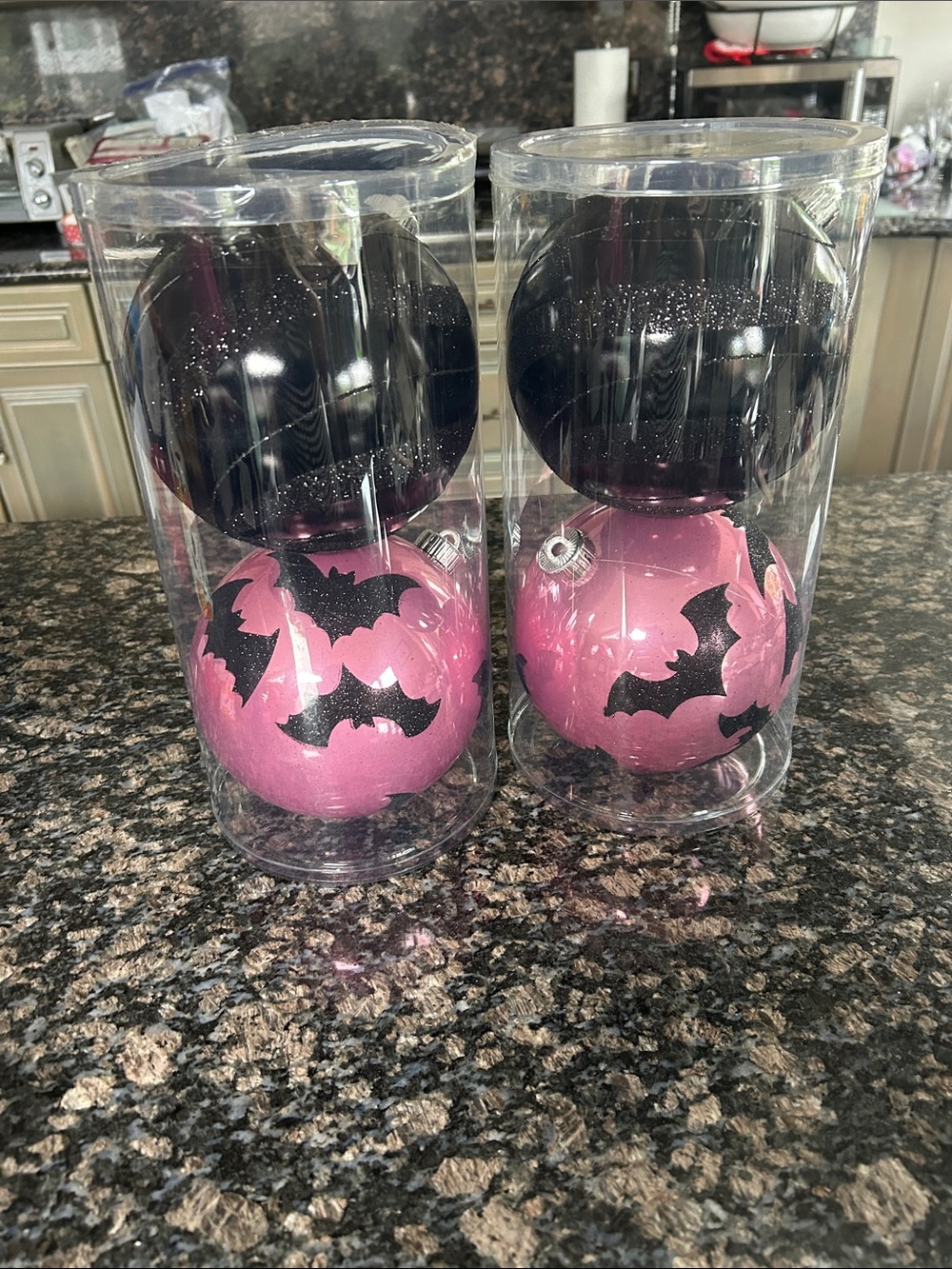 ASHLAND 6" HALLOWEEN PLASTIC BALL ORNAMENT SET OF 4 NWT